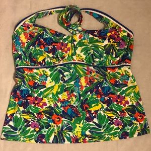 Lands' End"AquaTerra"Tropical Halter Tankini Swim